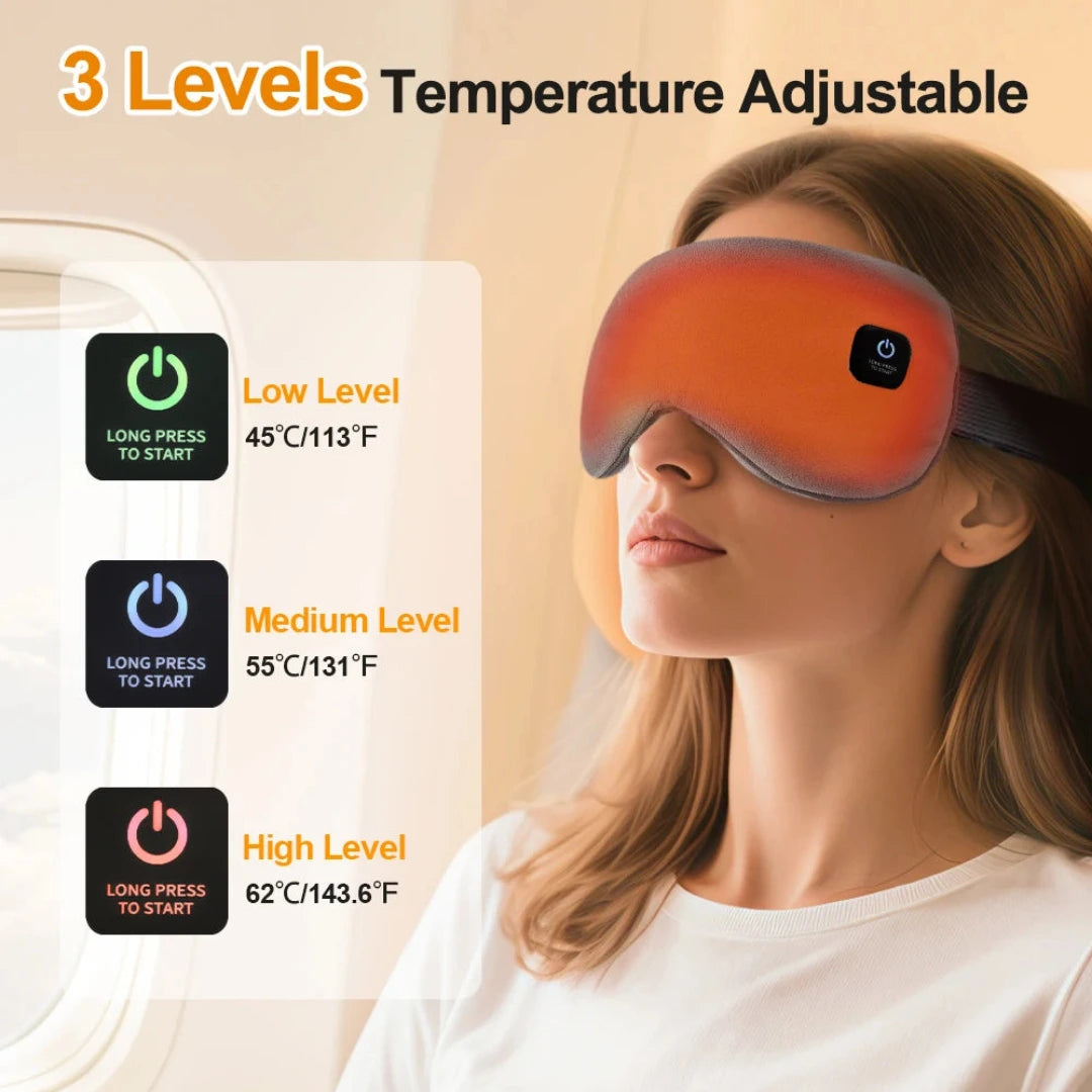 Masque Chauffant Relaxant Sans Fil – 3 Niveaux de Température & Minuterie Intelligente | GadgetChic.eu