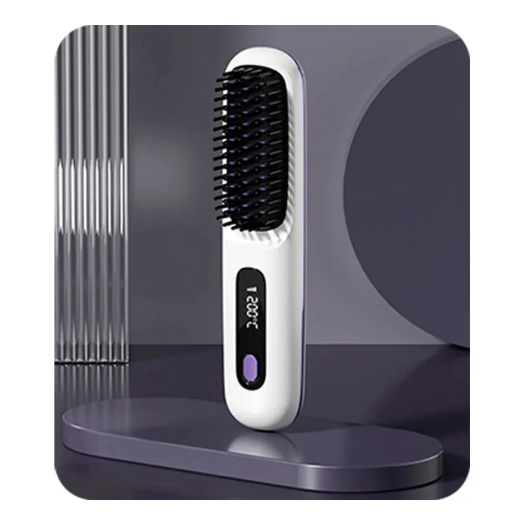 Brosse Lissante Chauffante Portable – Lissage Rapide & Brillance Instantanée