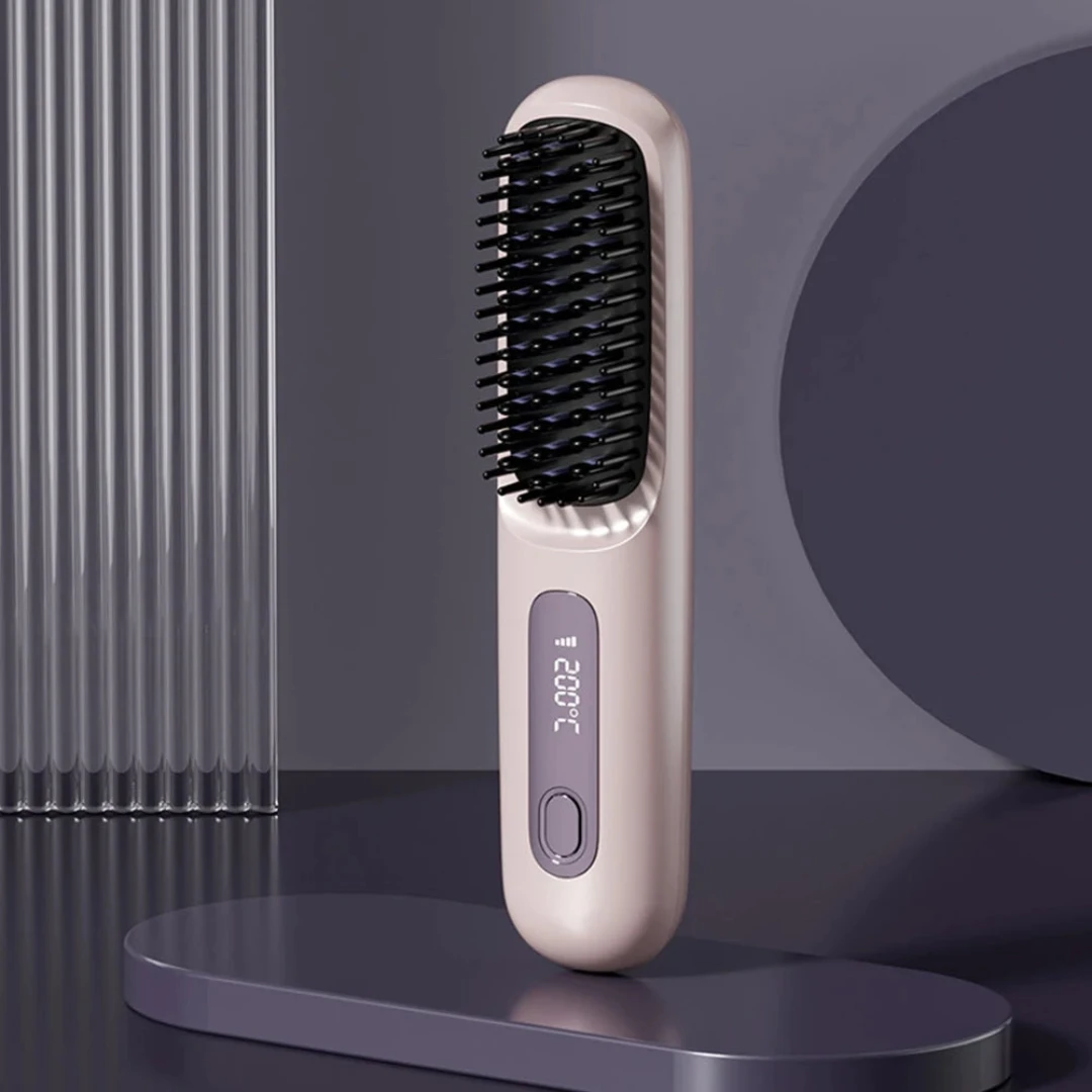 Brosse Lissante Chauffante Portable – Lissage Rapide & Brillance Instantanée