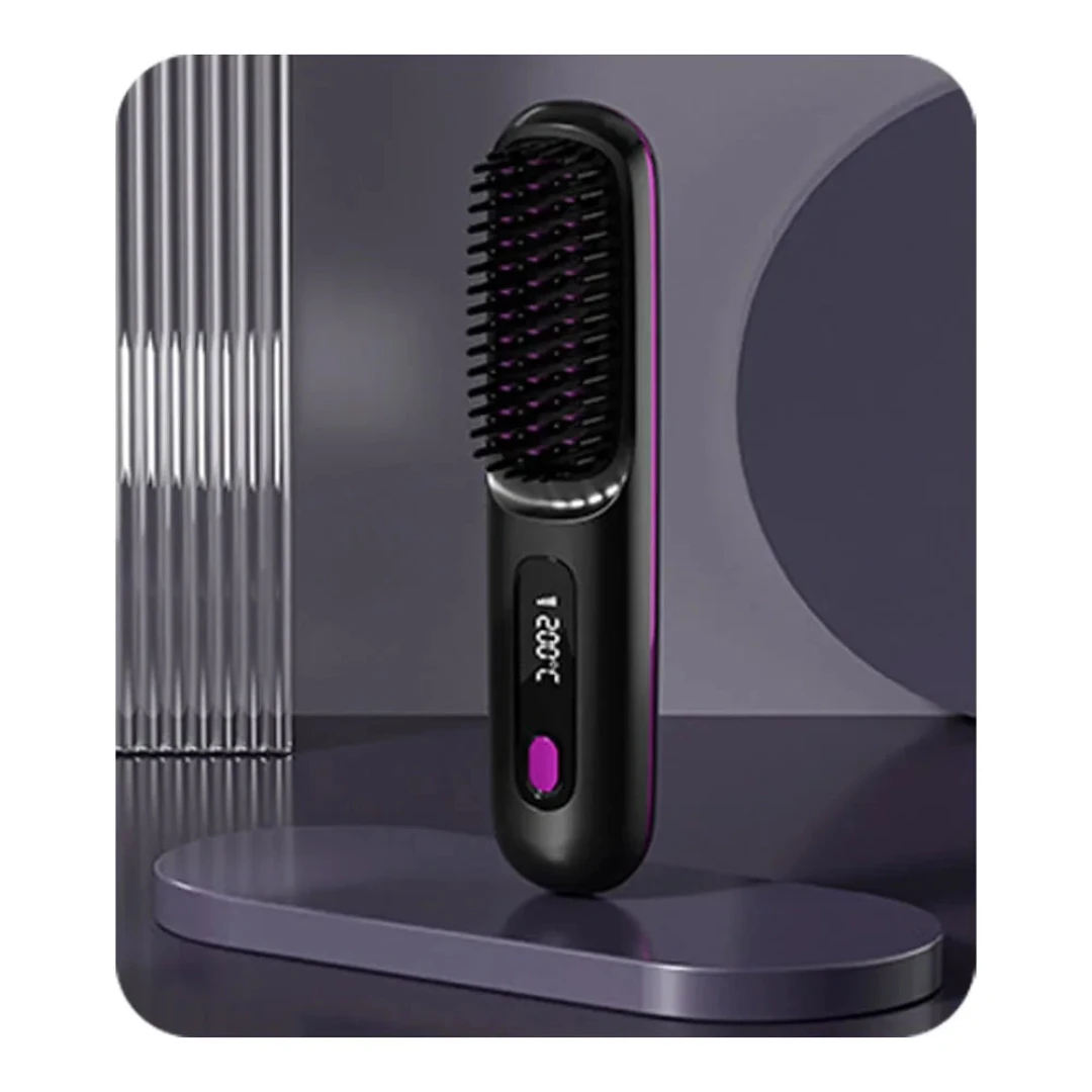 Brosse Lissante Chauffante Portable – Lissage Rapide & Brillance Instantanée